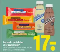 Coop 365 Barebells proteinbar eller proteindrik tilbud