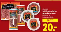 Lidl Sol&mar salchichón, chorizo sarta eller serrano tilbud