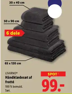 Lidl LIVARNOHåndklædesæt af frotté tilbud