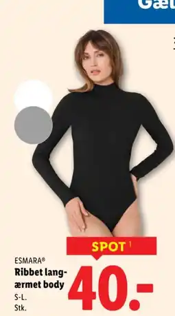 Lidl Esmara ribbet lang- ærmet body tilbud