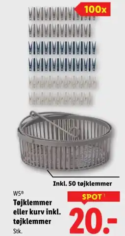 Lidl W5 Tøjklemmer eller kurv inkl. tøjklemmer tilbud