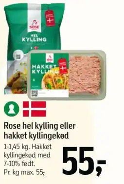 Føtex Rose hel kylling eller hakket kyllingekød tilbud
