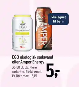 Føtex EGO økologisk sodavand eller Amper Energy tilbud