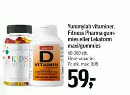 Føtex Yummylab vitaminer, Fitness Pharma gum- mies eller Lekaform maxi/gummies tilbud