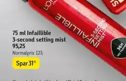 Føtex L'Oréal Paris Infaillible 3-second setting mist tilbud
