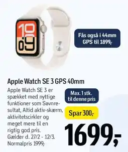 Føtex Apple Watch SE 3 GPS 40mm tilbud