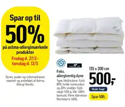 Føtex F.eks. allergivenlig dyne tilbud