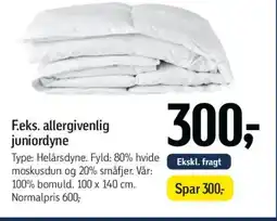 Føtex F.eks. allergivenlig juniordyne tilbud