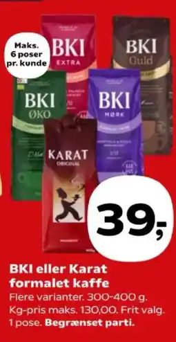 Kvickly BKI eller Karat formalet kaffe tilbud