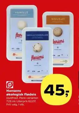 Kvickly Hansens økologisk flødeis tilbud