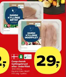 Kvickly Coop dansk kyllingebryst eller -inderfilet tilbud