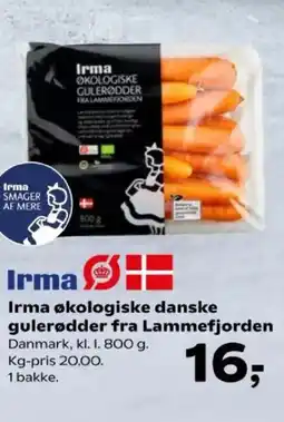 Kvickly Irma økologiske danske gulerødder fra Lammefjorden tilbud