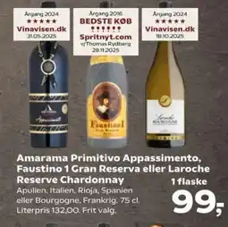 Kvickly Amarama Primitivo Appassimento, Faustino 1 Gran Reserva eller Laroche Reserve Chardonnay tilbud