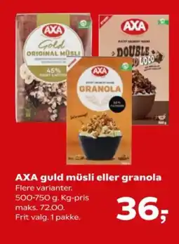 Kvickly AXA guld müsli eller granola tilbud