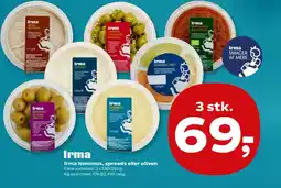 Kvickly Irma hummus, spreads eller oliven tilbud