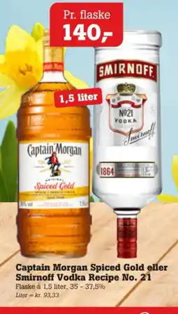 Poetzsch Padborg Captain Morgan Spiced Gold eller Smirnoff Vodka Recipe No. 21 tilbud