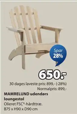 JYSK MAMRELUND udendørs loungestol tilbud