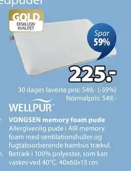 JYSK VONGSEN memory foam pude tilbud
