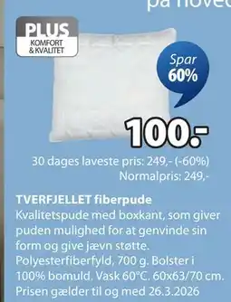 JYSK TVERFJELLET fiberpude tilbud