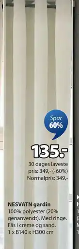 JYSK NESVATN gardin tilbud