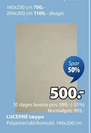 JYSK LUCERNE tæppe tilbud