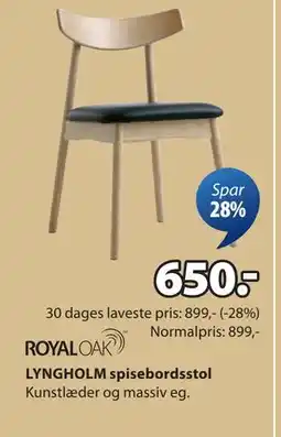 JYSK LYNGHOLM spisebordsstol tilbud