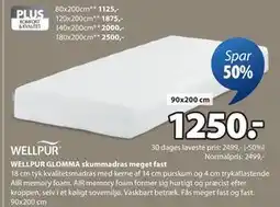 JYSK WELLPUR GLOMMA skummadras meget fast tilbud
