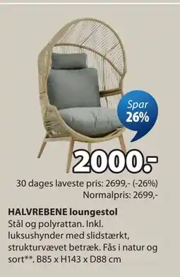 JYSK HALVREBENE loungestol tilbud
