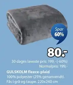 JYSK GULSKOLM fleece-plaid tilbud