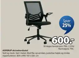 JYSK ASPERUP skrivebordsstol tilbud
