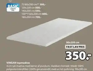 JYSK VINGAN topmadras tilbud
