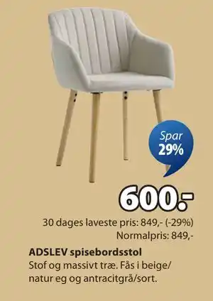 JYSK ADSLEV spisebordsstol tilbud
