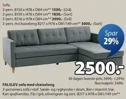 JYSK FALSLEV sofa med chaiselong tilbud