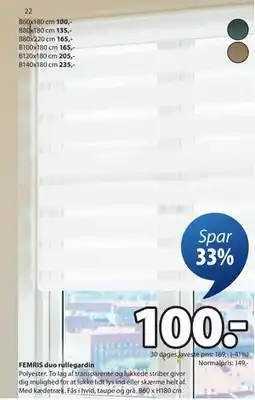 JYSK FEMRIS duo rullegardin tilbud