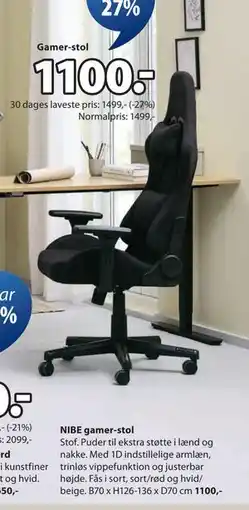 JYSK NIBE gamer-stol tilbud
