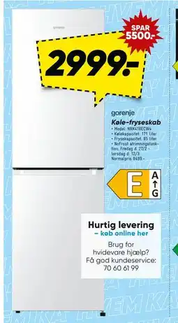 Bilka Køle-fryseskab tilbud