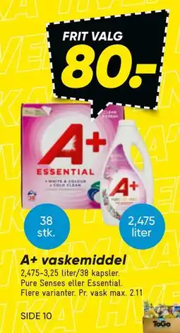 Bilka A+ vaskemiddel tilbud