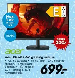 Bilka Acer KG241Y 24” gaming skærm tilbud