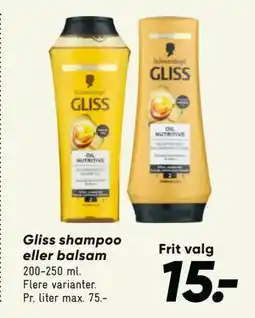 Bilka Gliss shampoo eller balsam tilbud