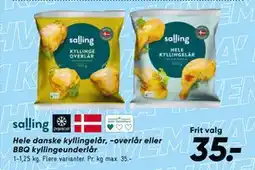 Bilka Hele danske kyllingelår, -overlår eller BBQ kyllingeunderlår tilbud