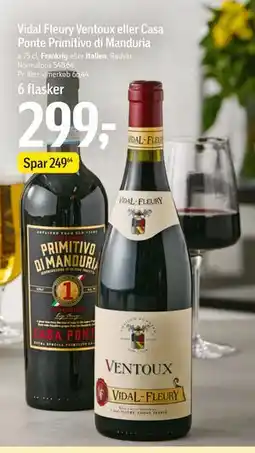 Føtex Vidal Fleury Ventoux eller Casa Ponte Primitivo di Manduria tilbud