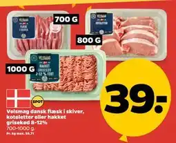 Netto Velsmag dansk flæsk i skiver, koteletter eller hakket grisekød 8-12% tilbud