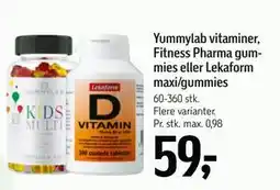 Føtex Yummylab vitaminer, Fitness Pharma gummies eller Lekaform maxi/gummies tilbud