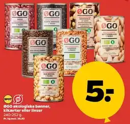 Netto ØGO økologiske bønner, kikærter eller linser tilbud