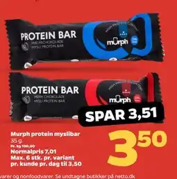 Netto Murph protein myslibar tilbud