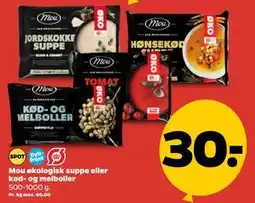 Netto Mou økologisk suppe eller kød- og melboller tilbud