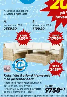 Bilka Vila Gotland hjørnesofa tilbud