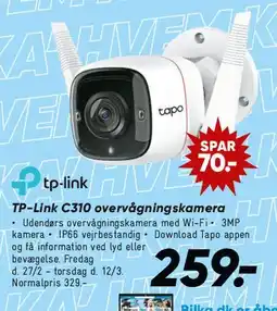 Bilka TP‑Link Tapo C310 overvågningskamera tilbud