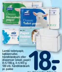 REMA 1000 Lambi toiletpapir, køkkenruller eller dispenser tilbud