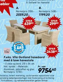Bilka Vila Gotland havebord med stole tilbud